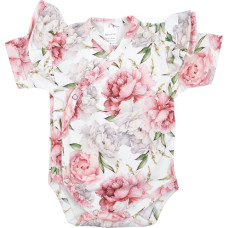 Baby In World BABY 01206 Body niemowlęce kr rękaw Peonie 56/62
