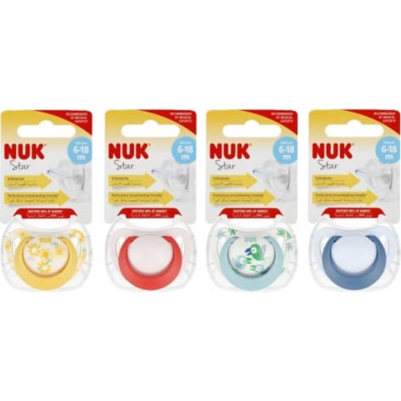 NUK 736751 Smoczek uspokajający silikonowy 6-18m STAR