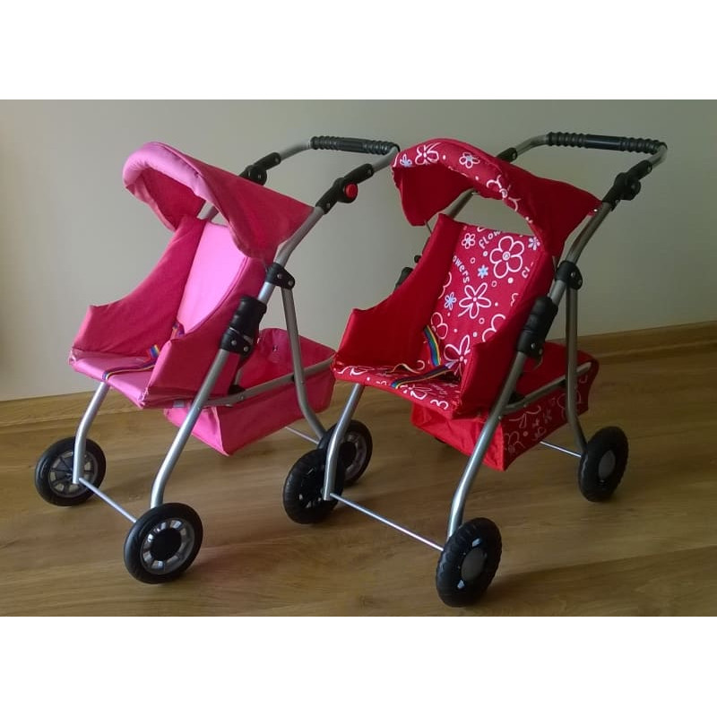 Minikid Wózek spacerowy dla lalek SARA czerwony w kropki S11