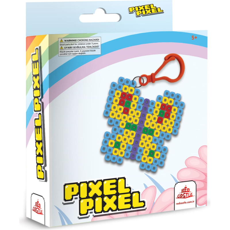 Red Castle Iron on beads, Butterfly keychain