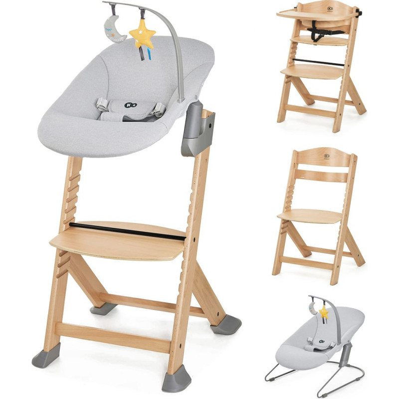 Kinderkraft barošanas krēsls ENOCK, melns + šūpuļkrēsls CALMEE GREY