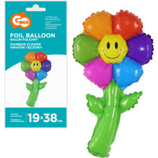 BALON FOLIOWY 15  KWIATEK TĘCZOWY 19x38