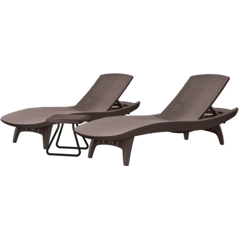 Keter Sauļo&scaron;anās krēslu Pacific komplekts 2 gab. + galdiņ&scaron; brūns