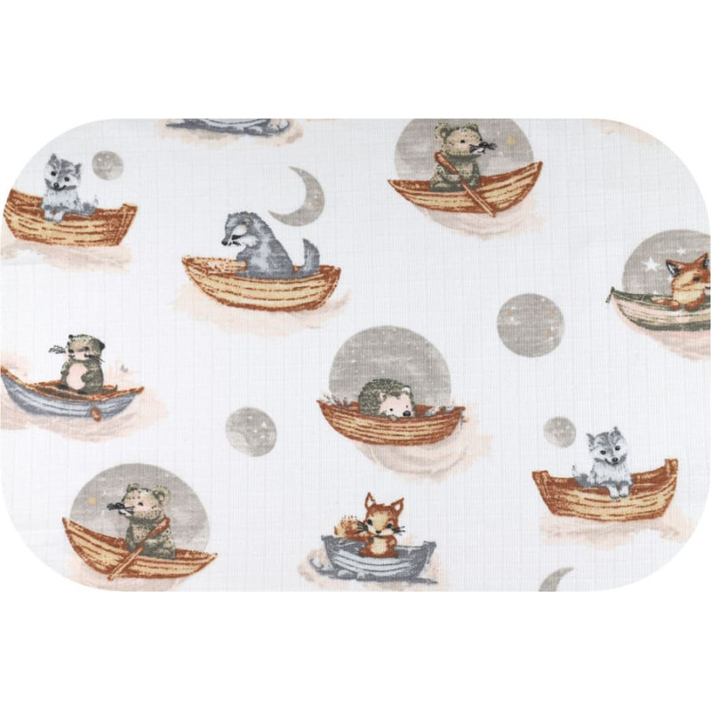Ega Kids Diaper - 29989 - TETRA PRINT - EGA - ANIMALS on the BOAT - GREY - size 70x80 cm