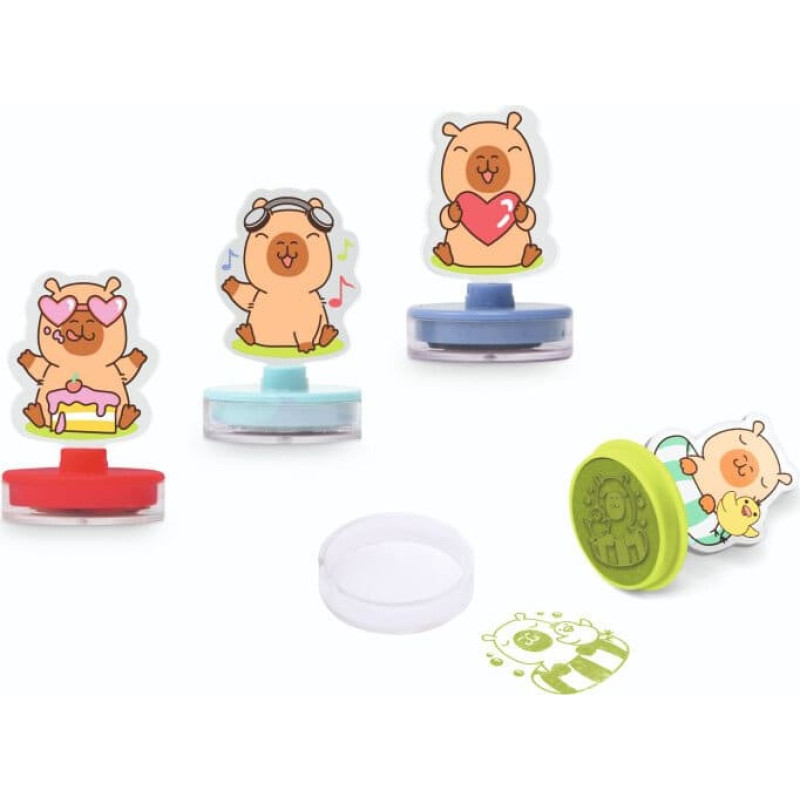 Trendhaus Capybara Happy Life - Self-inking acrylic stamp, 4 assorted