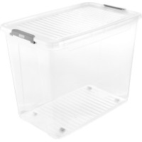 Keeeper Kaste ar vāku uz ritenī&scaron;iem clipbox Leo 59x38x47cm 74L caurspīdīga