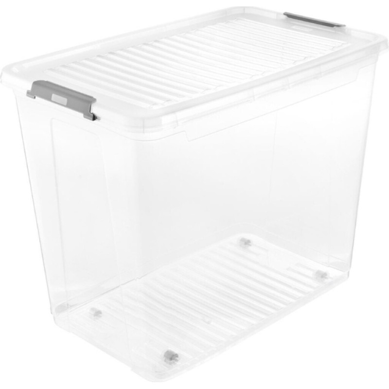 Keeeper Kaste ar vāku uz ritenī&scaron;iem clipbox Leo 59x38x47cm 74L caurspīdīga