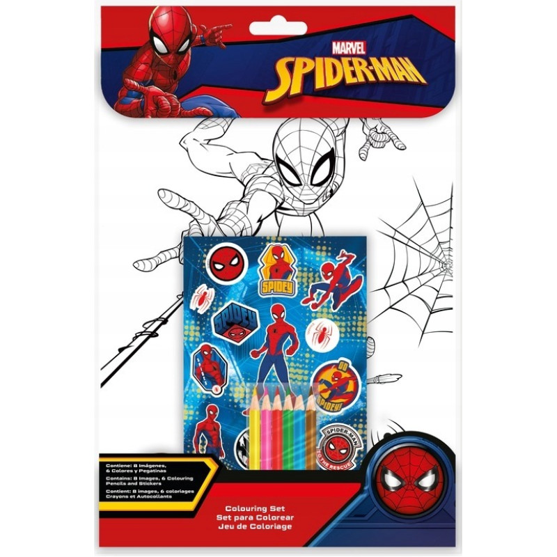 Kids Euroswan - Akcesoria Licencyjne COLOURING SET WITH STICKERS SPIDERMAN