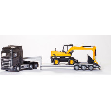 Emek Scania S Melns iekrāvējs ar ekskavatoru, mērogs 1:25, 98 cm
