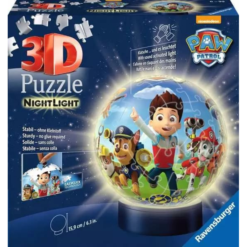 Ravensburger Apaļā 3D puzle, 72 gab., Paw Patrol, nakts izlaidums