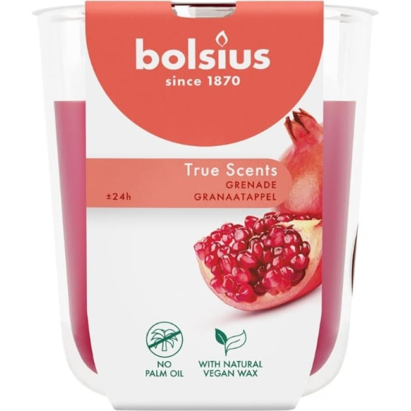 Bolsius Svece arom. stikla gl. True Scents &Oslash;80x73mm pomegranate