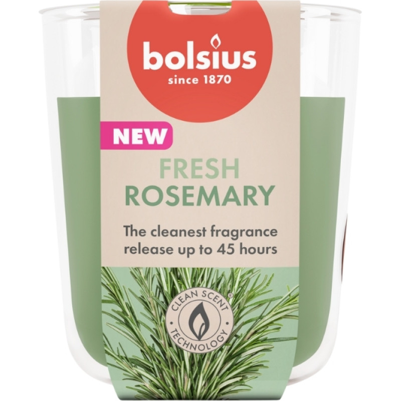 Bolsius Svece arom. stikla gl. True Scents &Oslash;80x73mm rosemary