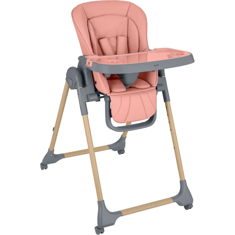 KIKKABOO Barošanas galds Olive 2 Pink