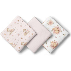 Bocioland 3039 MUSLIN DIAPERS 70X70 3-PACK PINK BL303