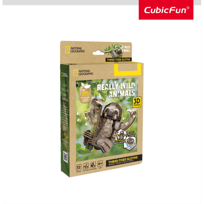 Cubic Fun CUBICFUN NATIONAL GEOGRAPHIC 3D puzle Trīspirkstu sliņķis
