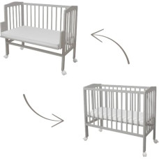 Blakus gultiņa 2in1 ar matraci Grey, Waldin