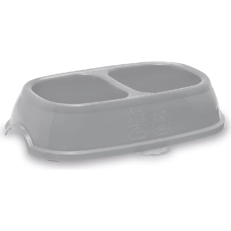 Stefanplast Barības bļoda Break 11 0,4+0,4L 28x17x6cm asorti pelēka/zila
