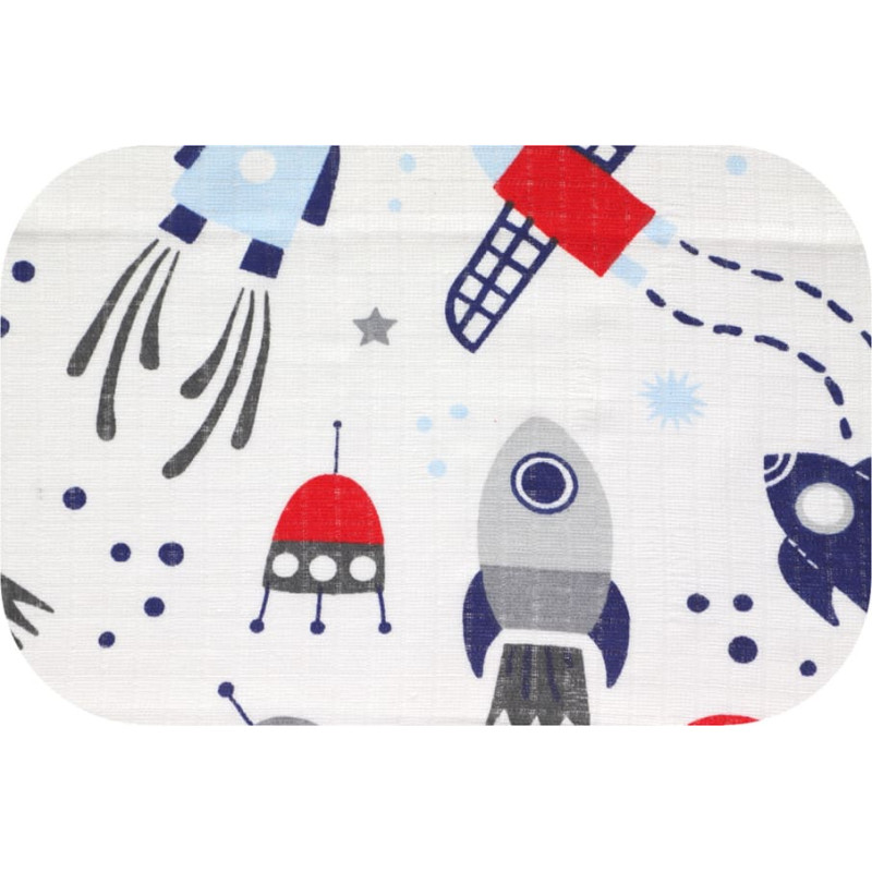 Ega Kids Diaper - 22386 - TETRA PRINT - EGA - RAKIETA - RED- size 70x80 cm
