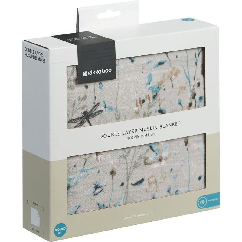 Double layer muslin blanket 100x100 cm Dreamy Fields Grey