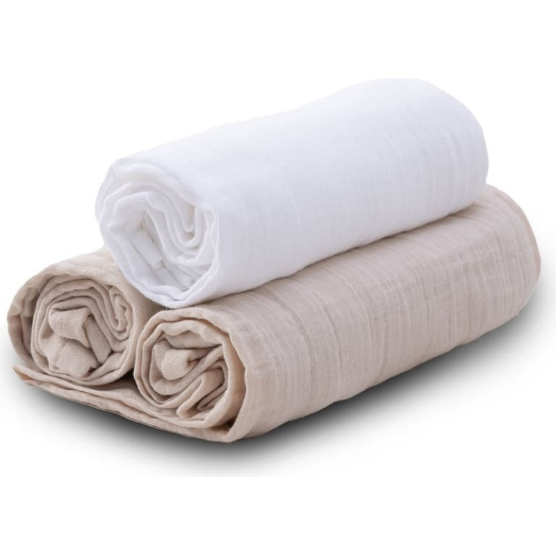 Babymatex Diaper - SET - TB0488/15 - MUSLIN - dwo-layer - size 70x80 cm  - BEIGE