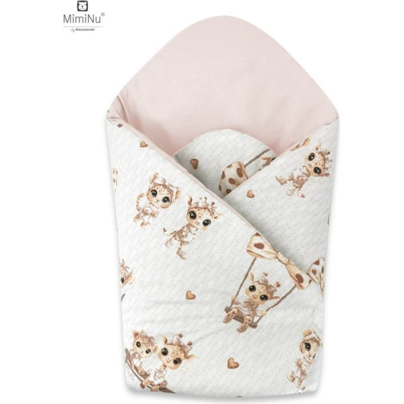 Miminu KIECZMERSKI Rożek usztywniony 75x75 cm MIMINU DESIGN Żyrafki beżowo-r&oacute;żowe