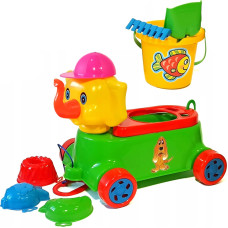 Zilonis ar smilšu rotaļlietu komplektu