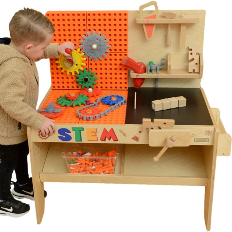 Masterkidz koka darbnīca XXL Montessori STEM ar instrumentiem + aksesuāri