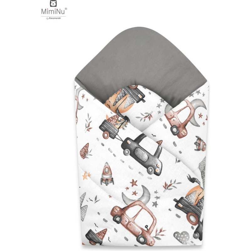 Miminu KIECZMERSKI Rożek usztywniony 75x75 cm MIMINU DESIGN Samochodziki szare bawełna 100%