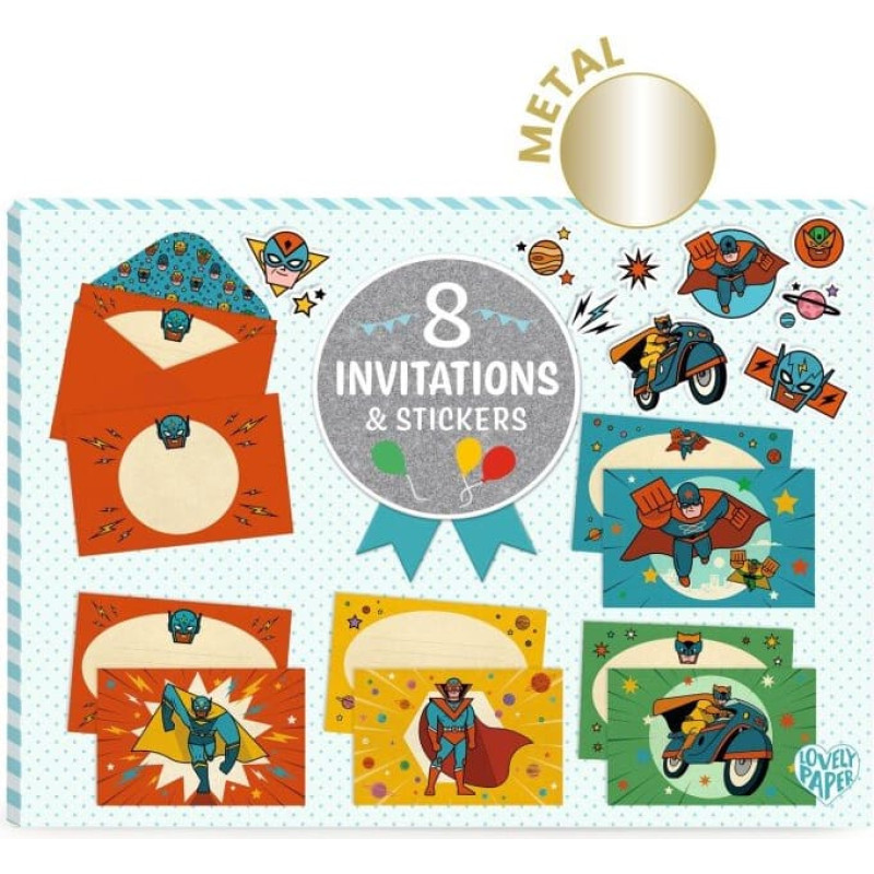 Djeco Ielūgumu kartiņas - Supervaroņi