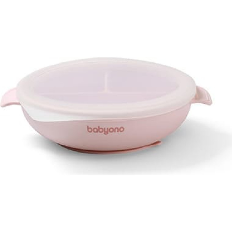 Babyono 1661/02 SILICONE PLATE WITH SUCTION CUP AND COVER PINK