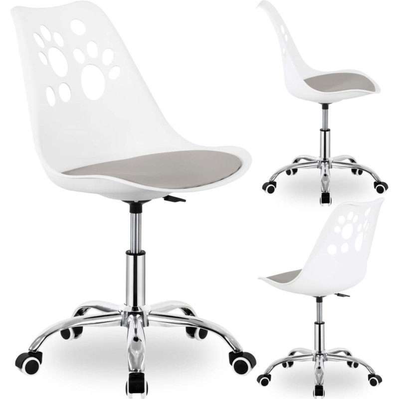 Springos Bērnu rakstāmgalda krēsls, regulējams grozāms krēsls ar riteņiem bērnu mācībām, Springos HF0040  balts