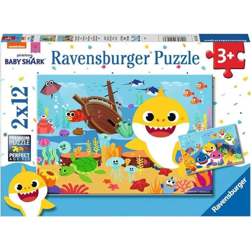 Ravensburger Puzle 2x12 gab. Mazais haizivēns
