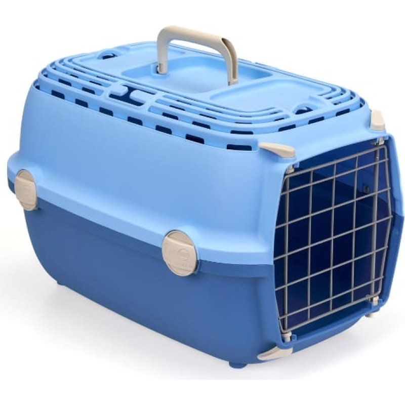 Stefanplast Transportē&scaron;anas būris Horizon 1 ar metāla durvīm 48x32x30cm gai&scaron;i zils/zils