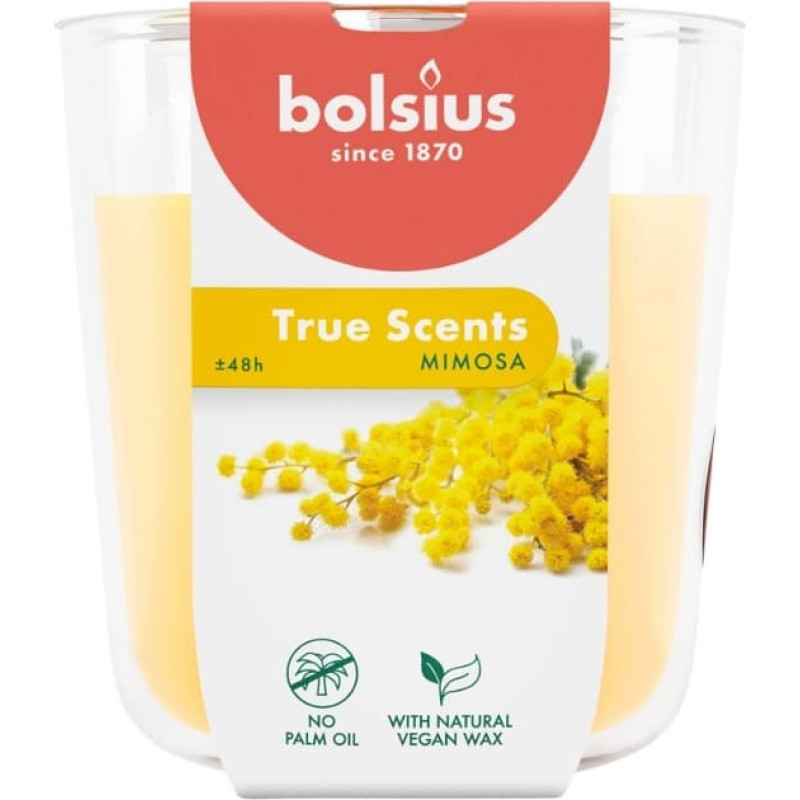 Bolsius Svece arom. stikla gl. True Scents &Oslash;97x85mm mimosa