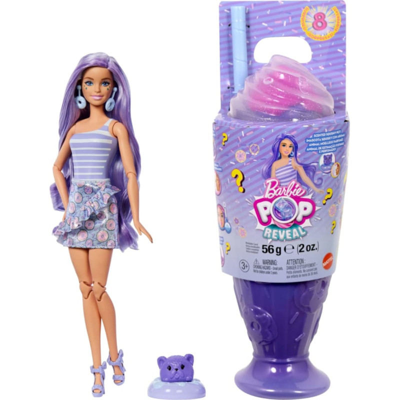 Barbie® Pop! Reveal jäätisekokteili seeria Lillade juustega nukk