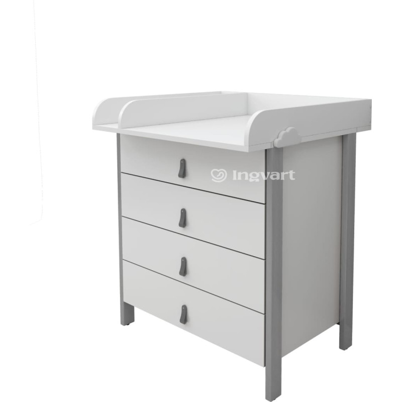 Ingvart Kumode ar Pārtinamo Galdiņu Scandi  White/Grey