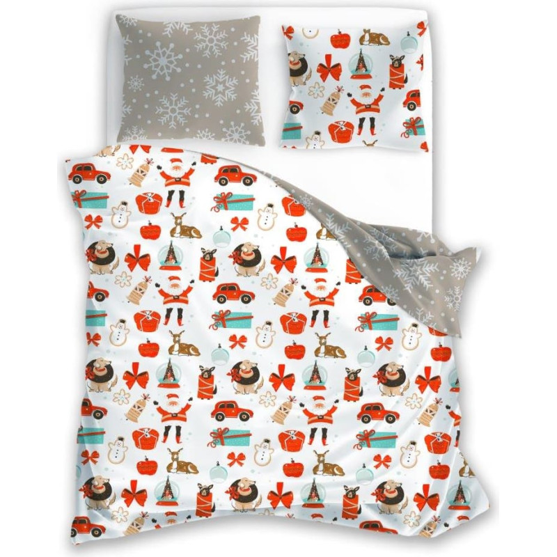 POŚCIEL KPL.220X200+2x70X80 HOLLY JOLLY 004 MIKROFIBRA SATYNOWA