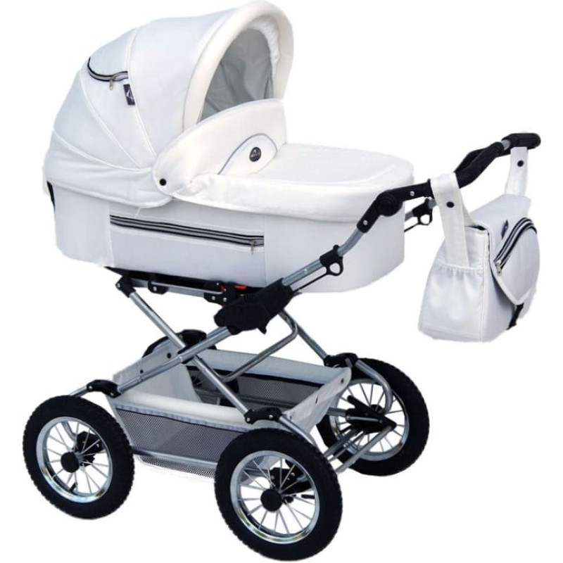 Baby Fashion FANARI Universālie rati 2in1, 101 White (white piping)