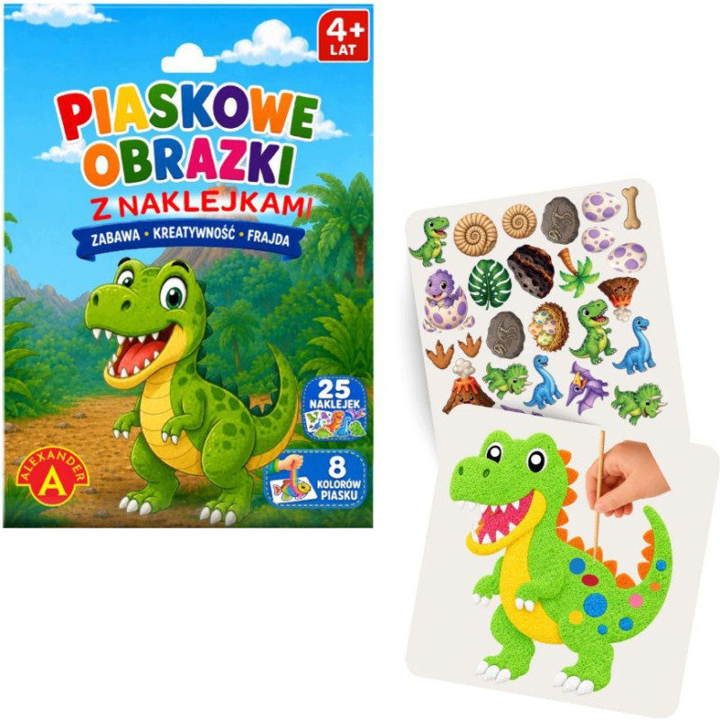 PIASKOWE OBRAZKI MALOWANKI DINOZAURY