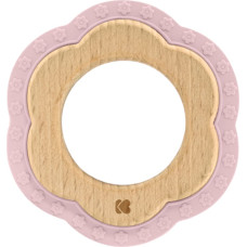 Silicone and wood teether Flower Pink