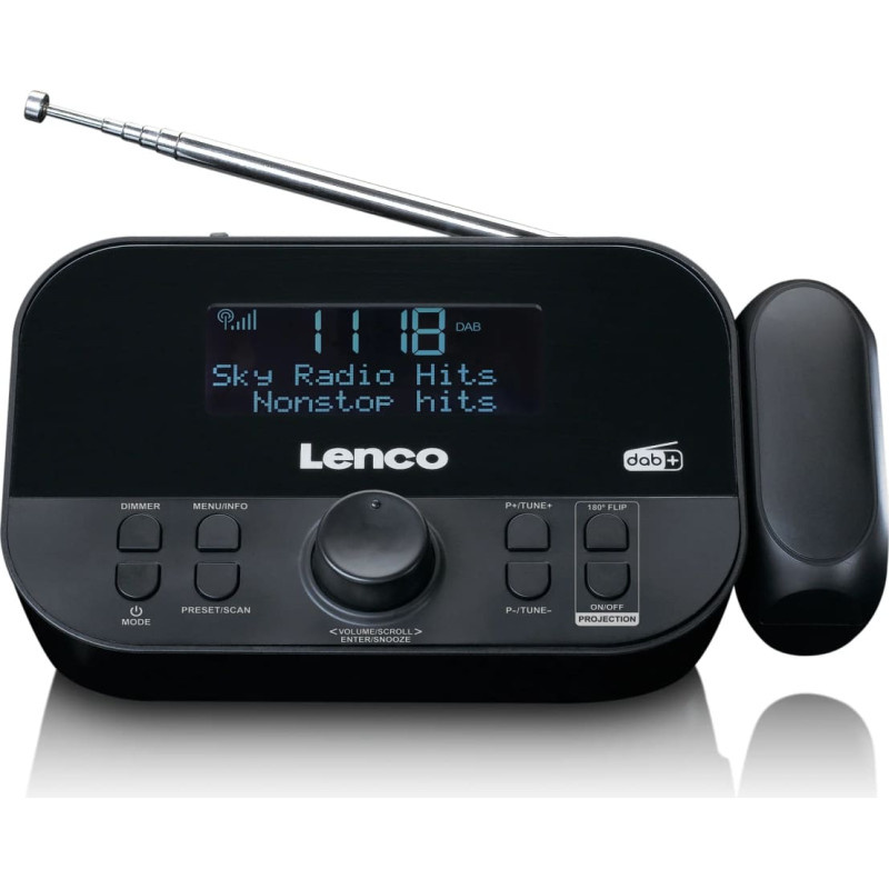 Lenco radio pulkstenis ar projekciju, melns - CR-615BK