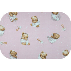 Ega Kids autiņš - 29712 - TETRA PRINT - EGA - TEDDY BEARS in BLANKETS - PINK -  izmērs 70x80 cm