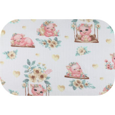 Ega Kids Diaper - 30060 - TETRA PRINT - EGA - PIGGY on a SWING -  PINK - size 70x80 cm