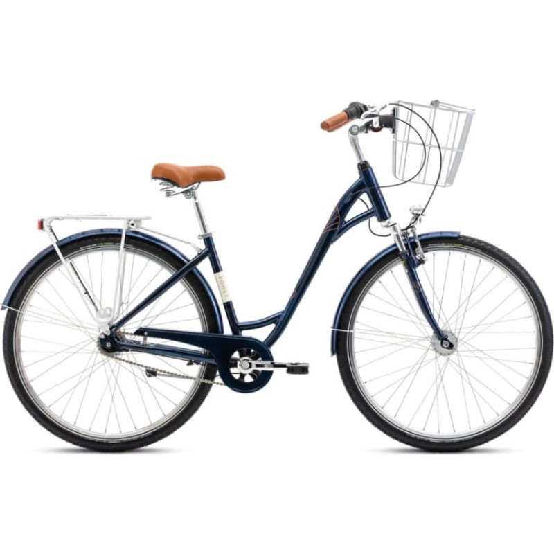 Romet velosipēds ROMET Art Deco Lux ar priekšējo grozu, zilā krāsā, izmērs (M)