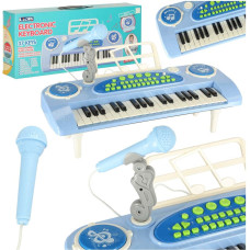 Klaviatūra bērniem interaktīvās klavieres ērģeles 37 taustiņi mikrofona statīvs zils