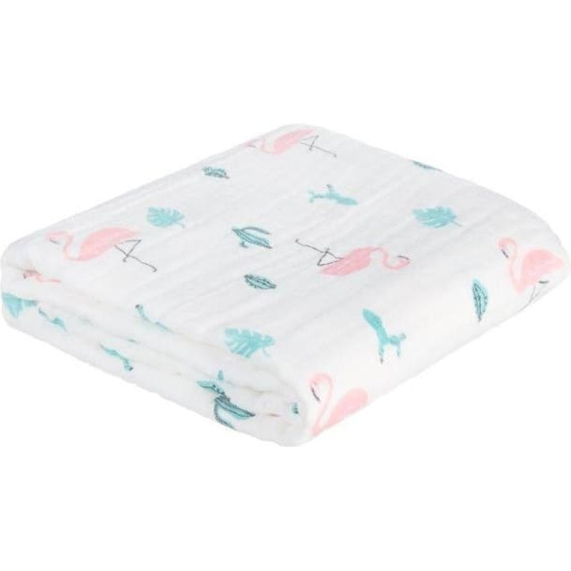 Akuku A0686 – sega / autiņš / dvielis – 110×105 cm – ar flamingu dizainu