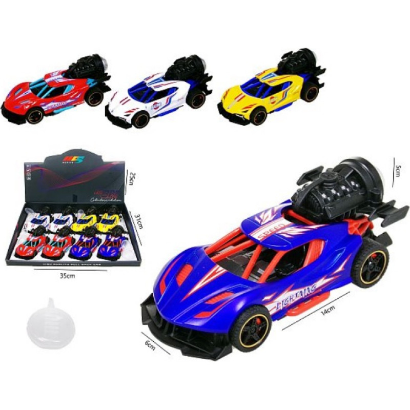 HIPO automašīna – modelis 52954 – ar dūmu efektu, gaismām un skaņu – 13 cm