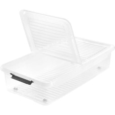 Keeeper Kaste ar vāku uz ritenī&scaron;iem underbed box Leo 77x58x16 cm 53L caurspīdīga