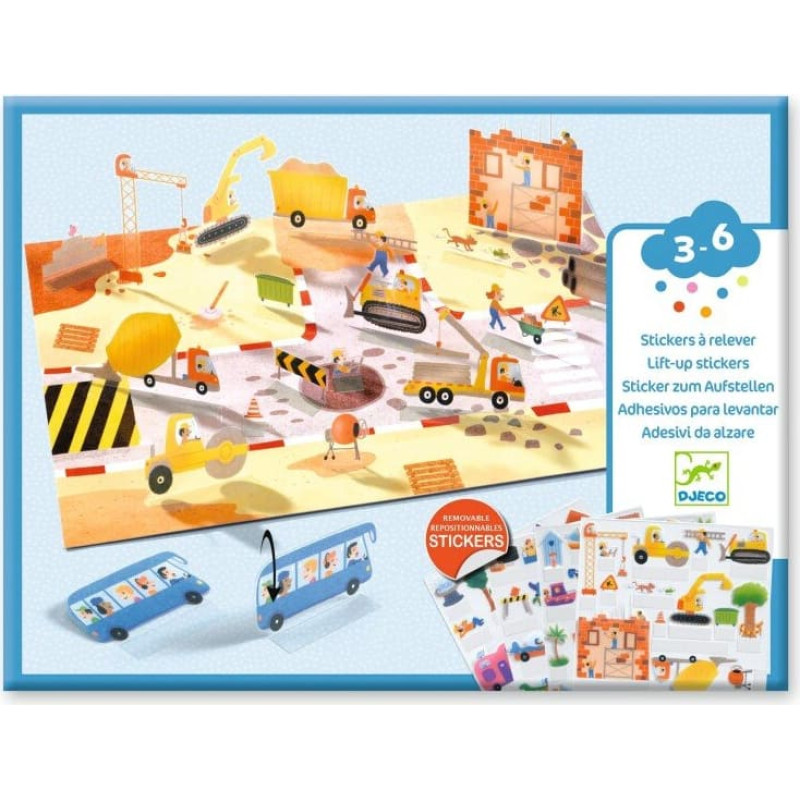 Djeco Pārlīmējamas telpiskās (3D) uzlīmes - Transportlīdzekļi