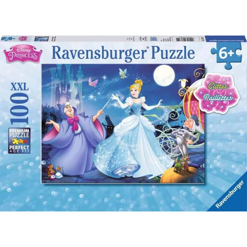 Ravensburger Puzle 100 gab. Burvīgā Pelnru&scaron;ķīte ar spīdumiem